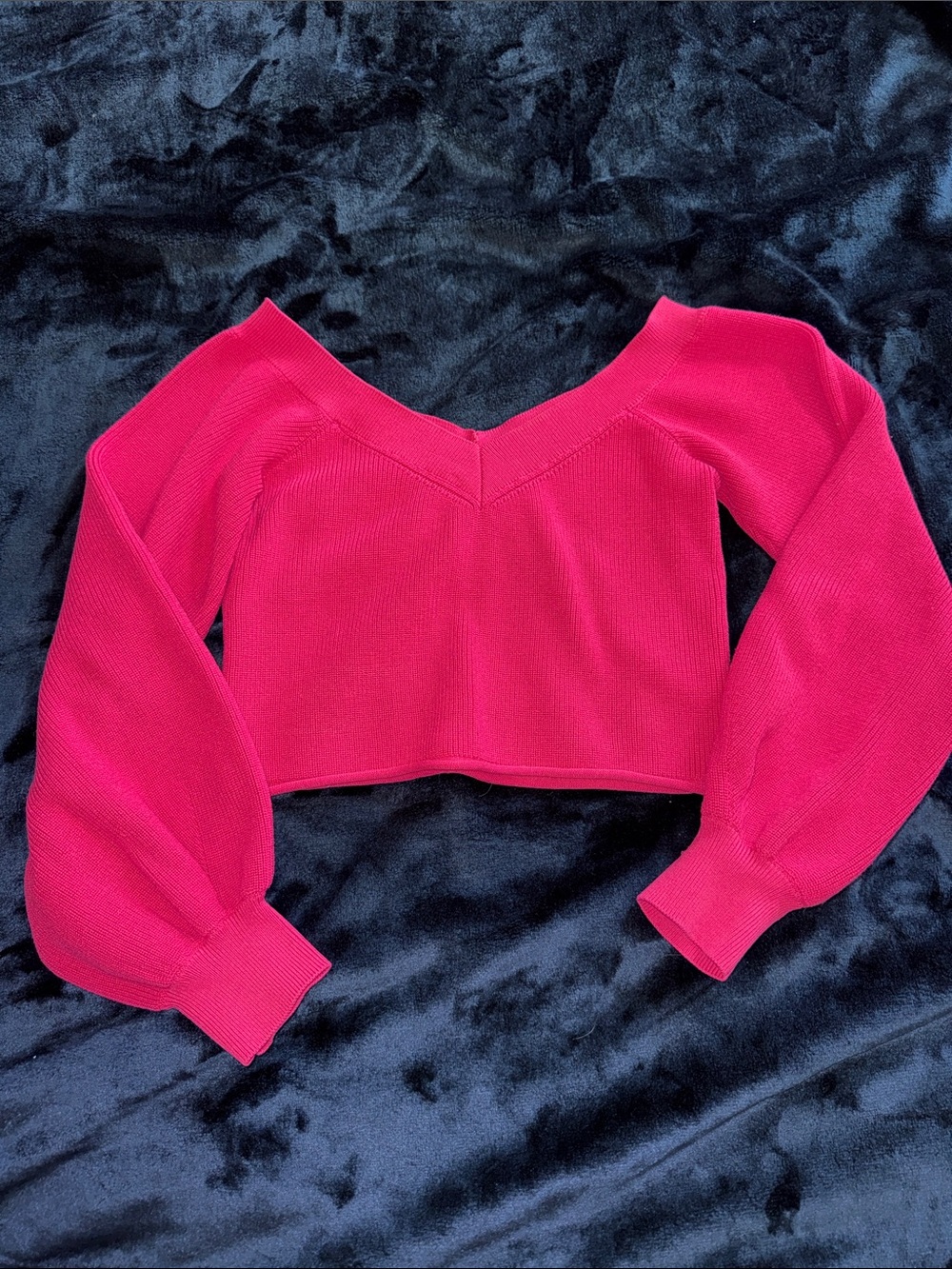 Zara Hot Pink V-Neck Cropped Sweater